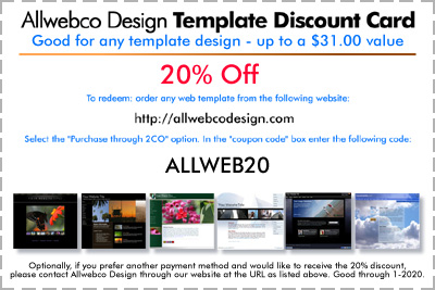 20% web template promotional discount coupon codes