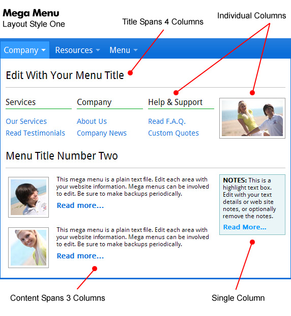 Menu Columns Style 1